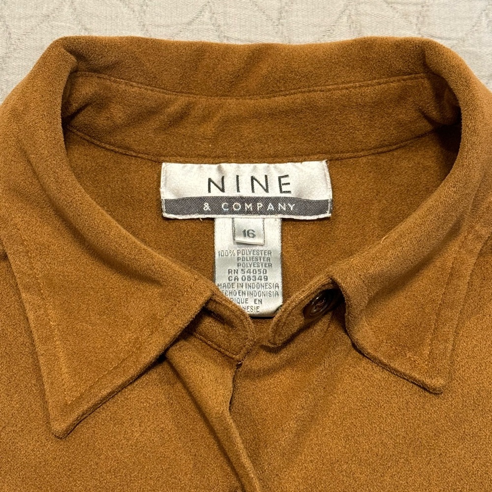 Brown Microsuede Button Down - image 3